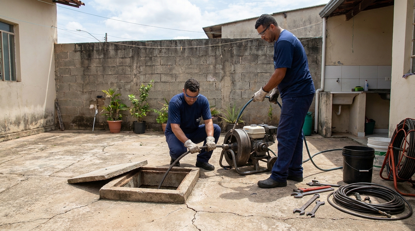 Desentupimento de esgoto residencial em São Luís‑MA