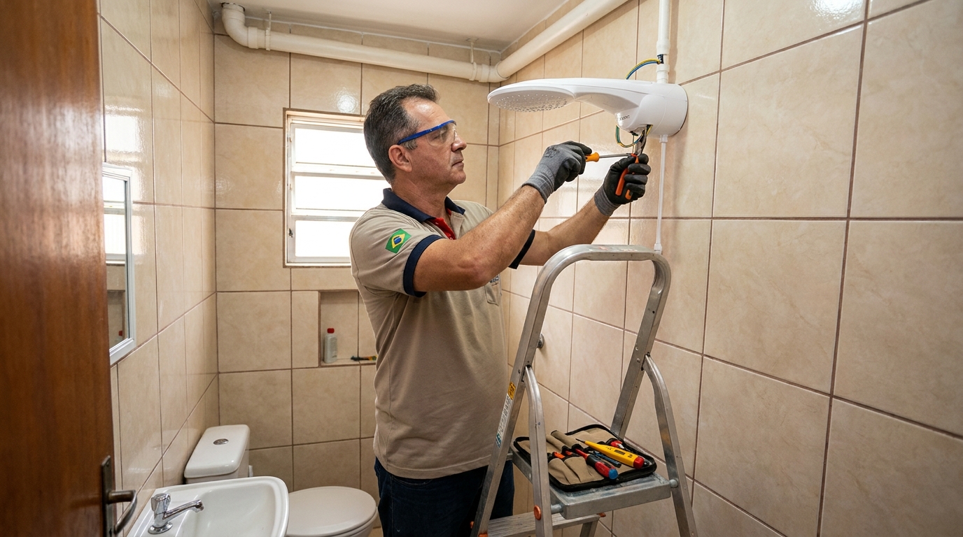 Instalação de chuveiro no banheiro em São Luís‑MA